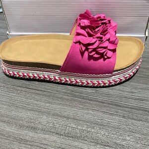 Pink Floral Slide Sandal Platform for Women